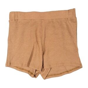Amable Womens Waffle Knit Lounge Shorts Rust Brown High Rise AST622 Small